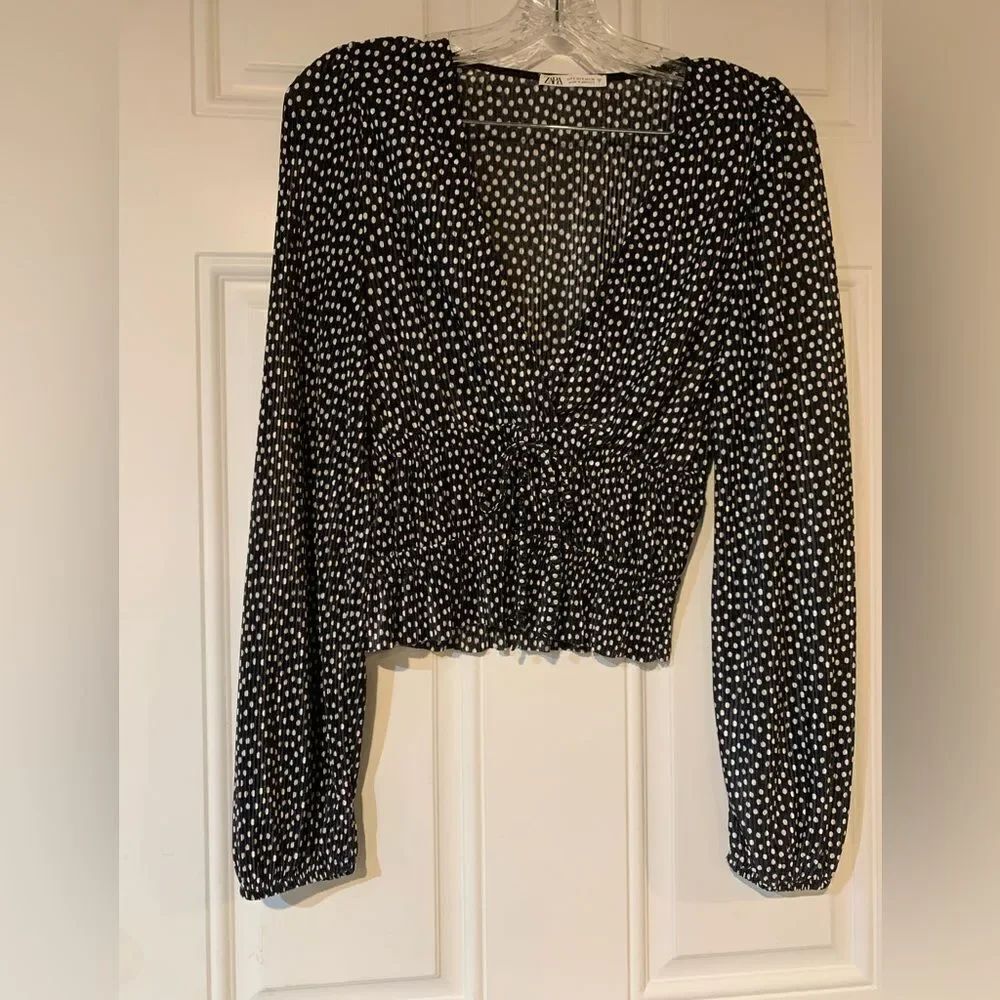 Zara Black and White Polka Dot Women's Top